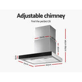 Devanti 600mm Range Hood 60cm Rangehood Glass Stainless Steel